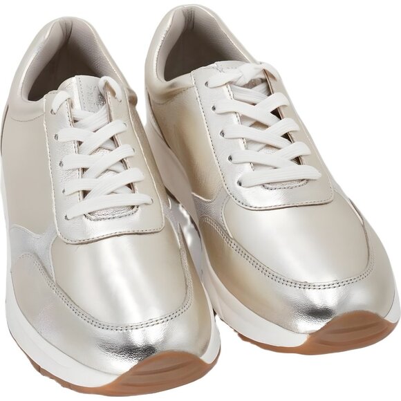 Naturalizer Shay Lace-Up Platform Sneakers Champagne Leather US 11W EU 42 - Picture 1 of 6